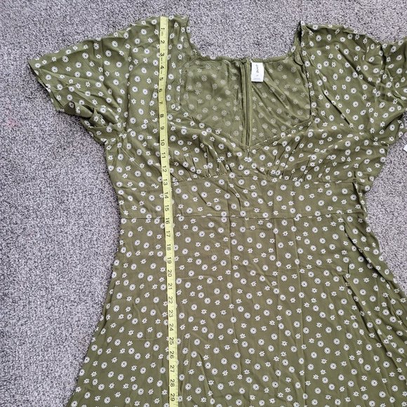 Nordstrom rack Abound Olive Green Vintaged Daisy Dress lightweight 1X - Picture 11 of 16